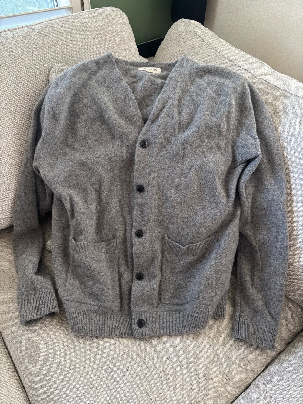 100% Merino wool Heather Gray Button down Cardigan